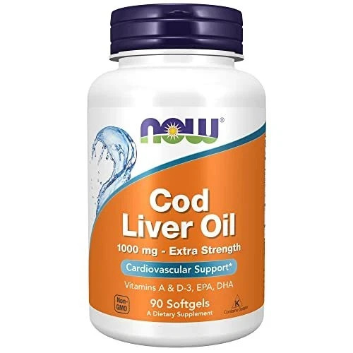NOW Foods Cod Liver Oil 1000mg 90 Softgels Vitamins A D3 EPA DHA Supplement