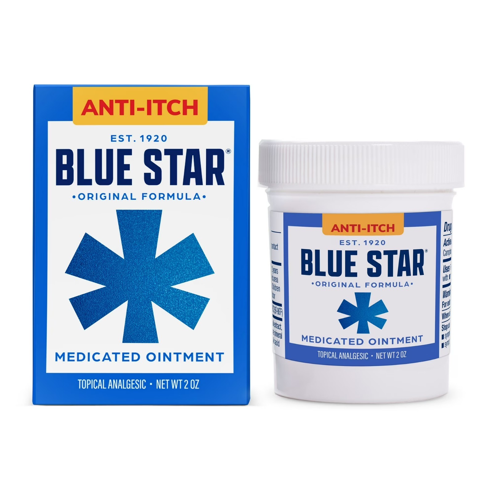 Blue Star Anti Itch Medicated Ointment, Hydrocortisone ,Steroid Free, 2 oz.