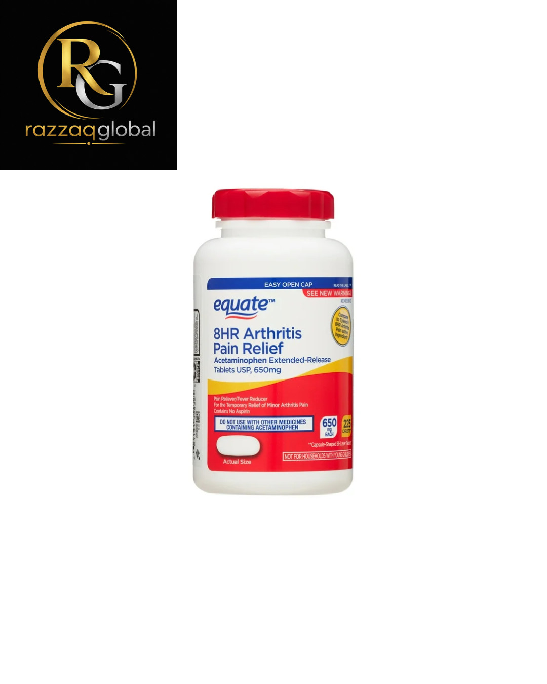Equate Acetaminophen 650mg ER Arthritis Pain Relief Tablets, 225 Ct