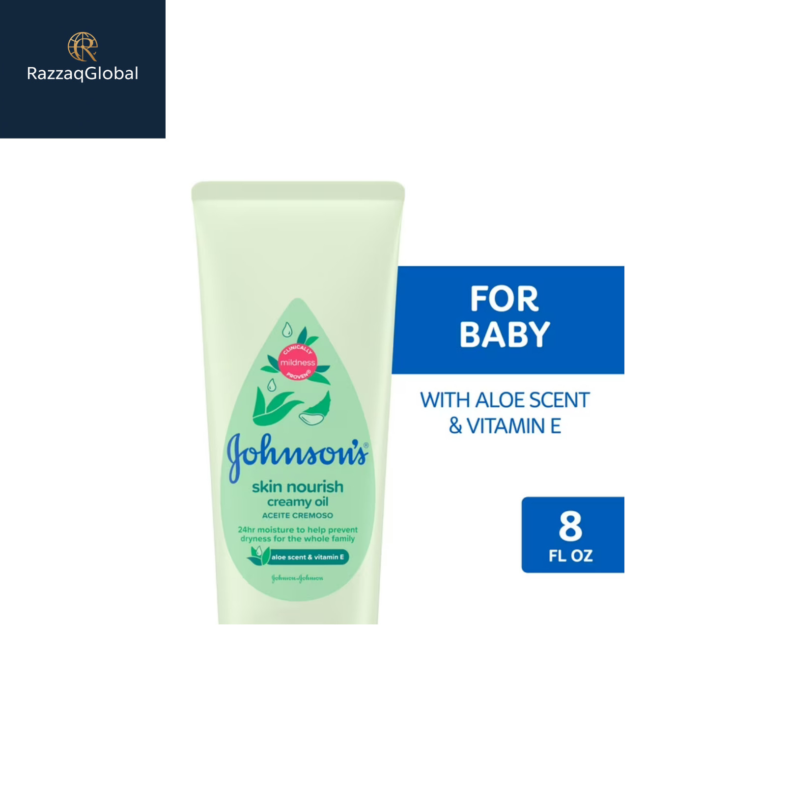 Johnson’s Skin Nourish Creamy Oil + Aloe Scent & Vitamin E, 8 fl. oz
