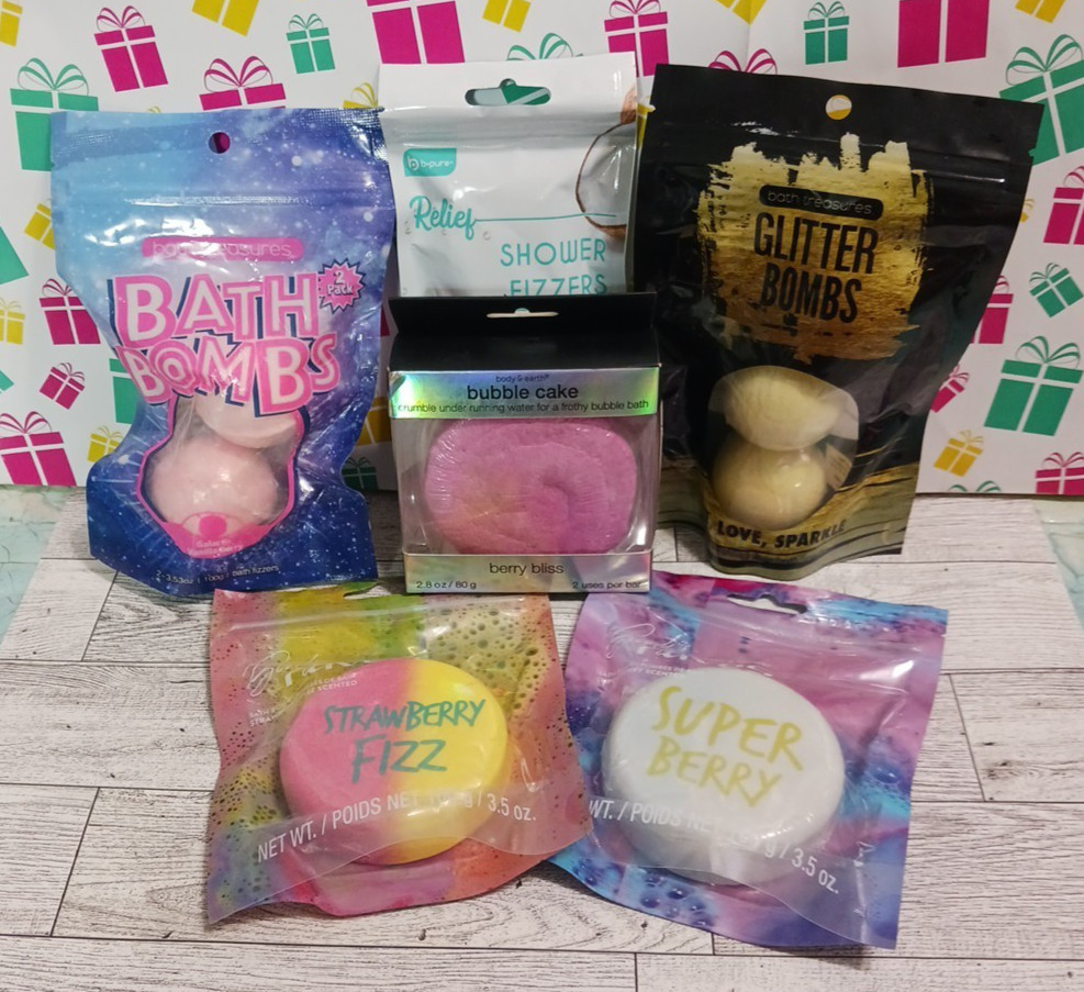 Bubble cake, bath bombs, bath fizz & shower fizz, glitter bombs, Lot for women