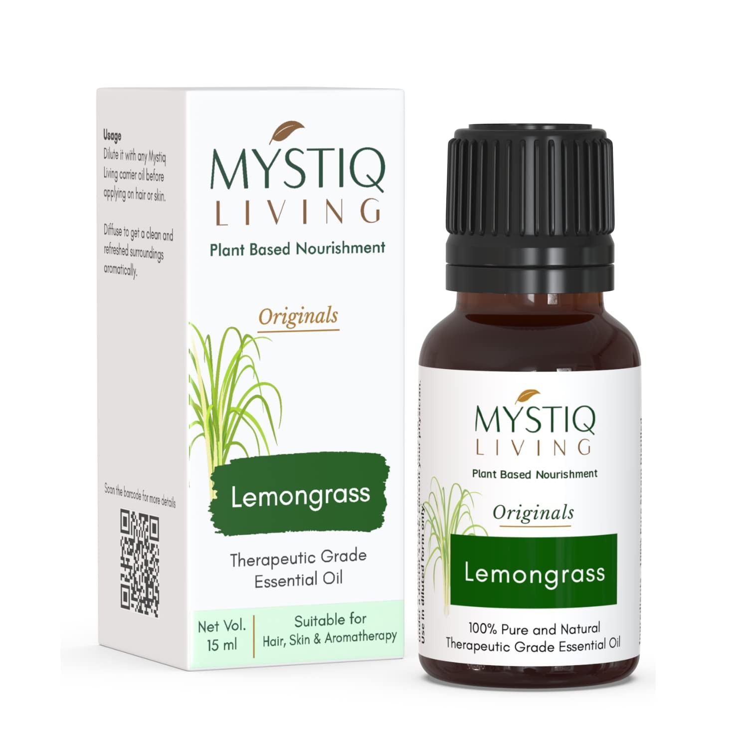 Mystiq Living Lemongrass Essential Oil For Skin & Hair 15ml