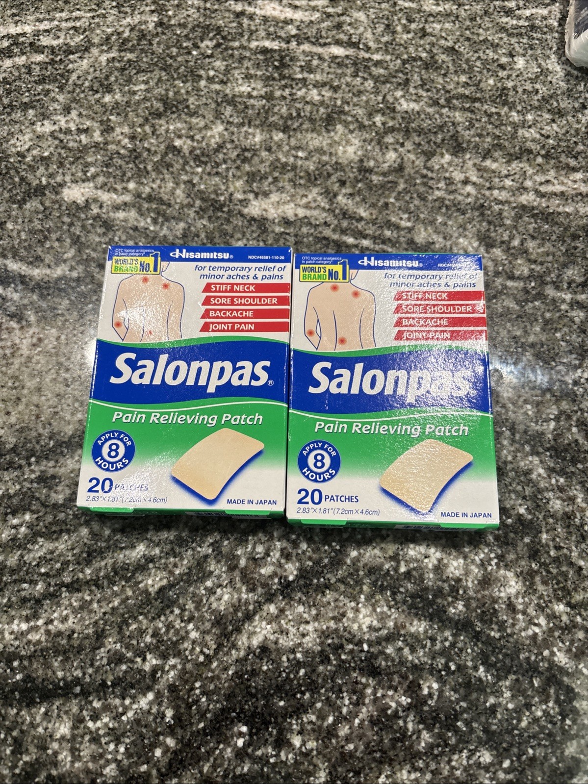 2 Boxes Salonpas Pain Relieving Patch 8-Hr Relief, 20 Patches Ea. 40 Total Fresh