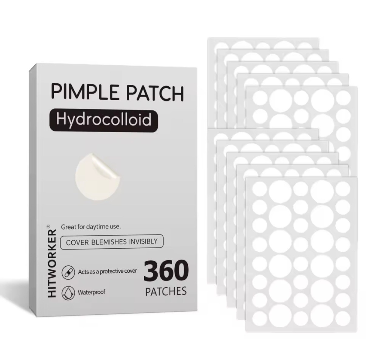 Hydrocolloid Acne Patches – 360 Pc Spot & Pimple Dots for Face Blemishes U