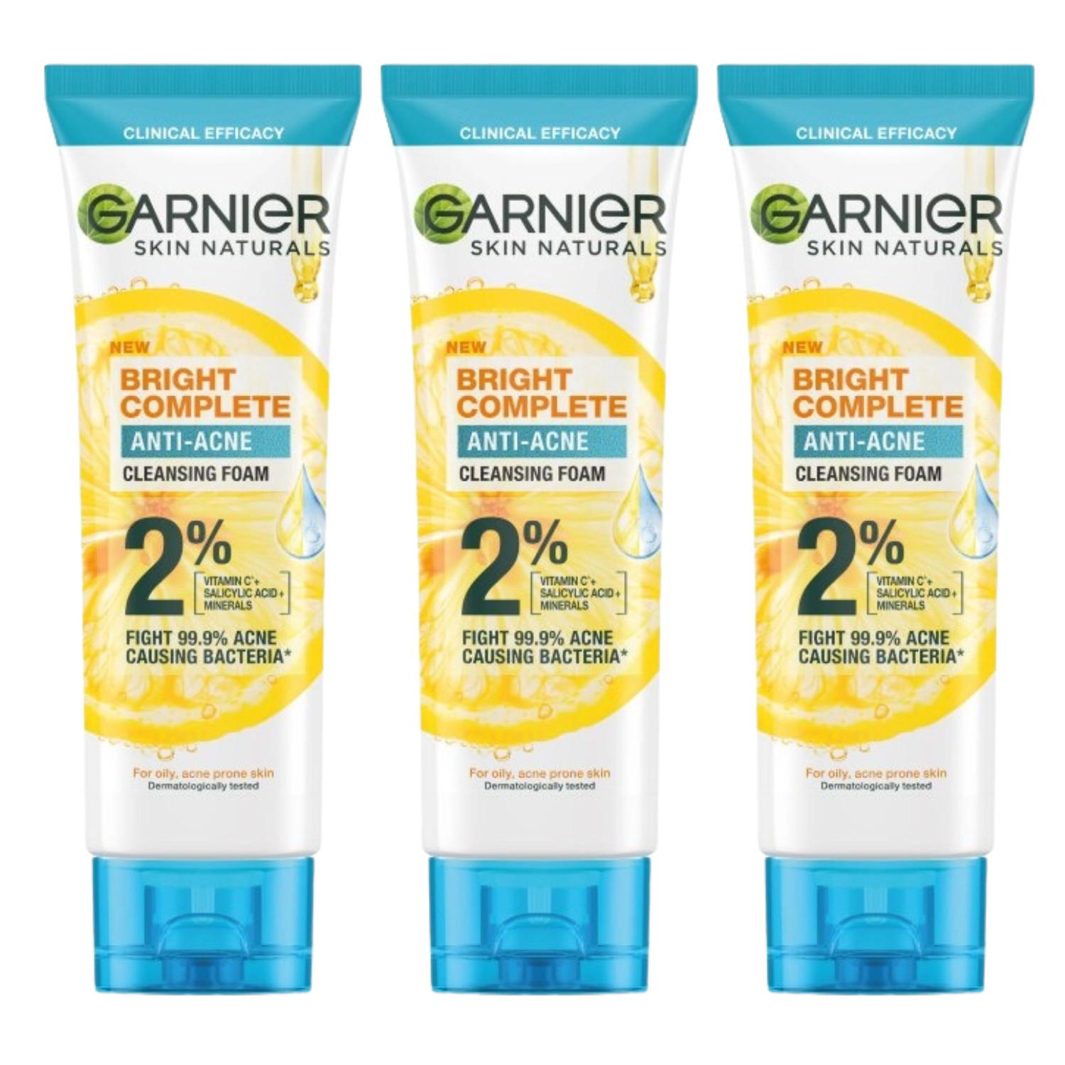 Garnier Bright Complete Anti-Acne 3 In 1 Foam 100ml x 2