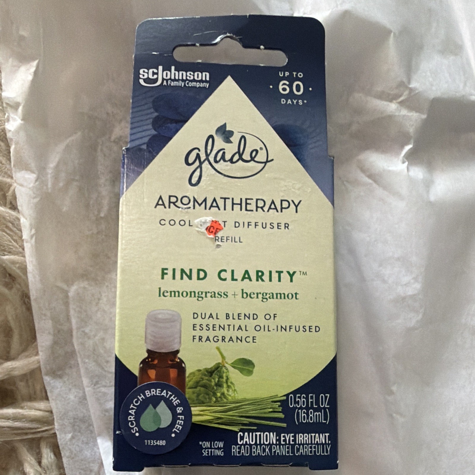 Glade Aromatherapy Cool Mist Diffuser Refill Lemongrass & Bergamot 0.56 fl oz