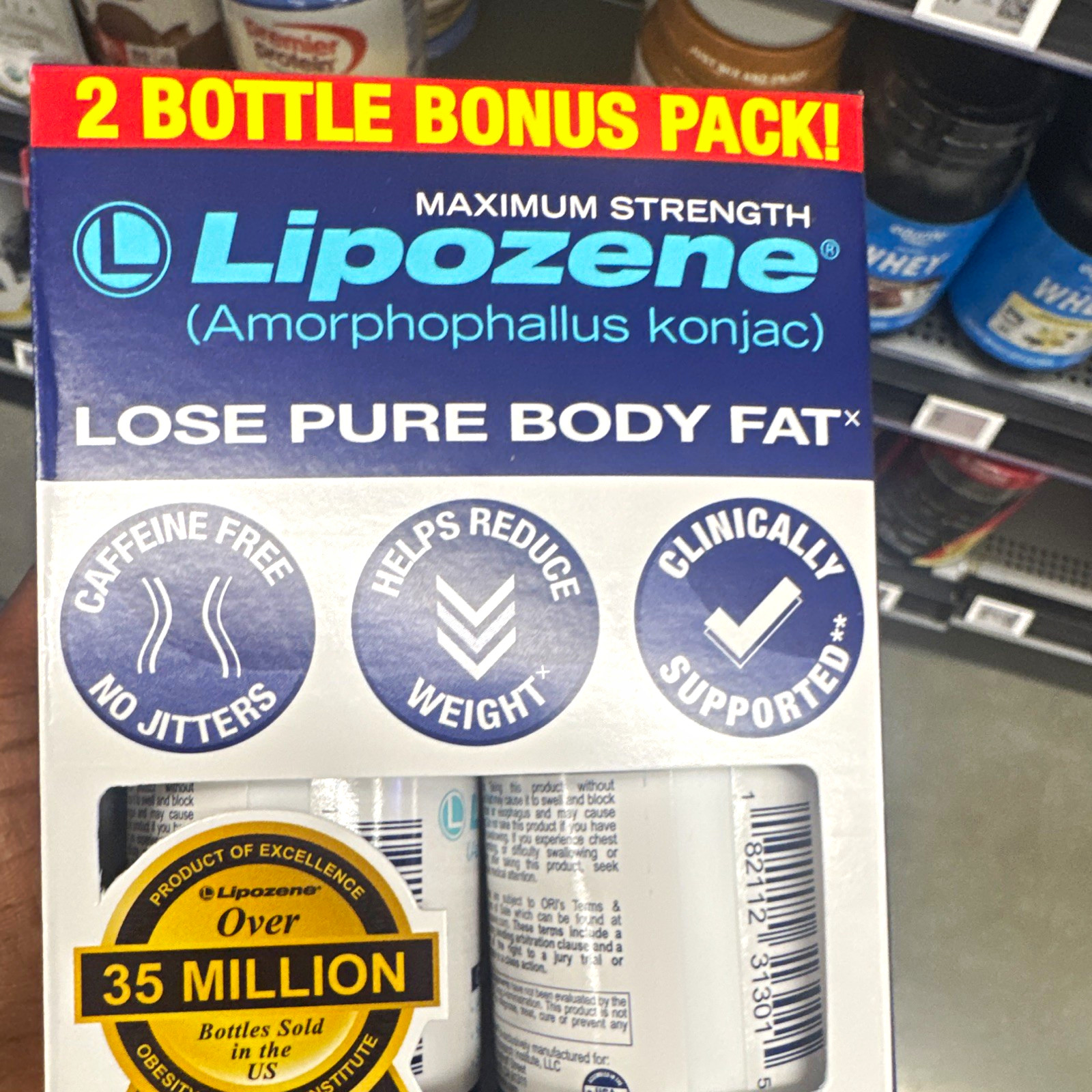 Lipozene 1500mg Weight Loss Capsules 60 Ct 2 Bottle Pack Konjac Caffeine-Free