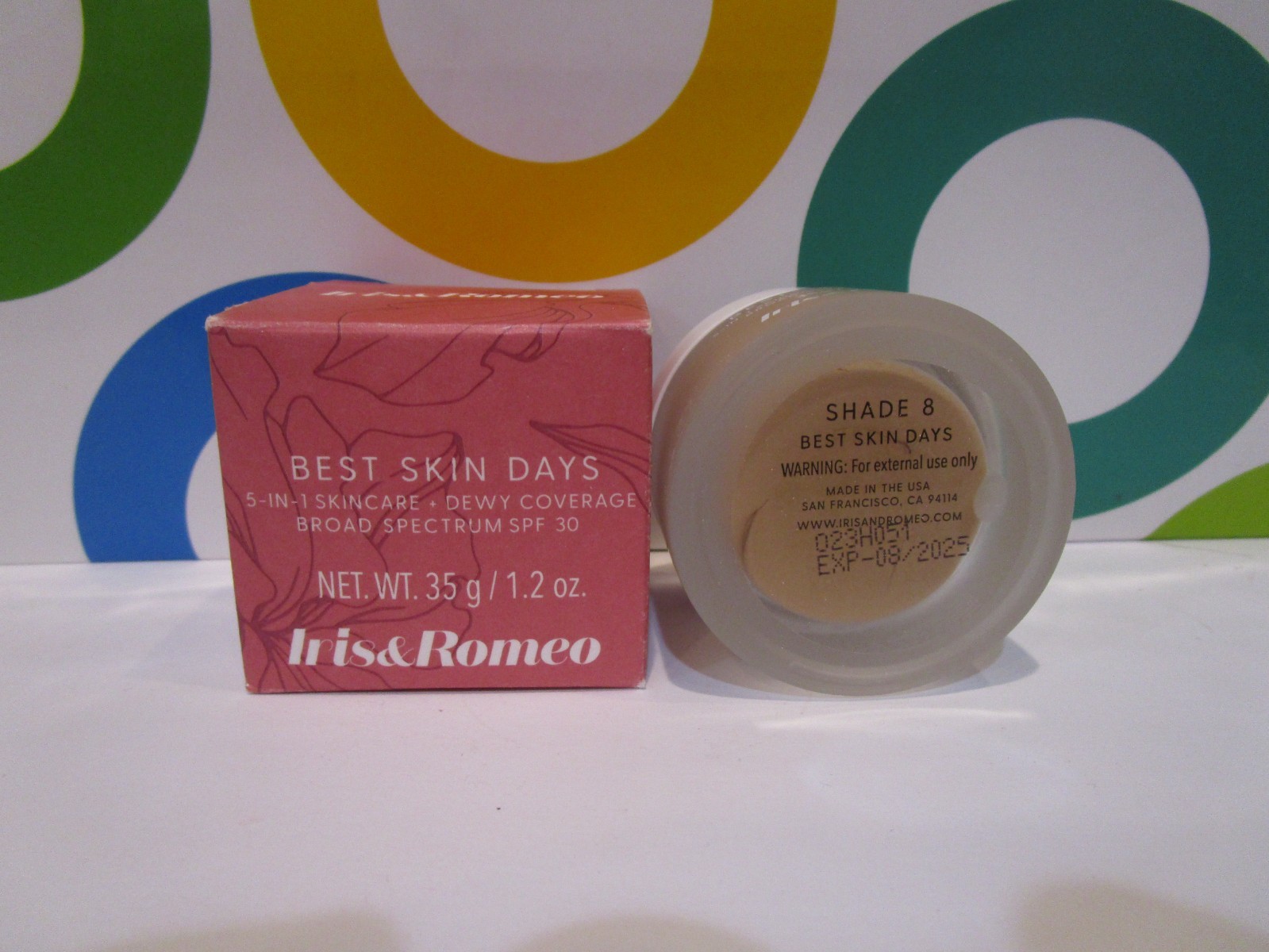 IRIS & ROMEO ~ 5 IN 1 SKINCARE DEWY COVERAGE FOUNDATION ~ SHADE # 8 ~ 1.2 OZ