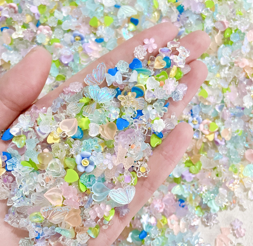 Nail Art Charms Jewelry Resin Rose Flower Camellia Butterfly Heart Bowknot NH25