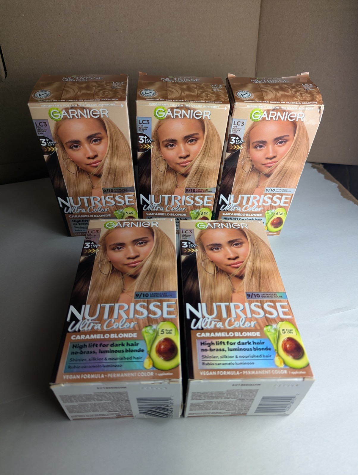 5X Garnier Nutrisse Ultra Permanent Hair Color Creme LC3 Caramelo Blonde