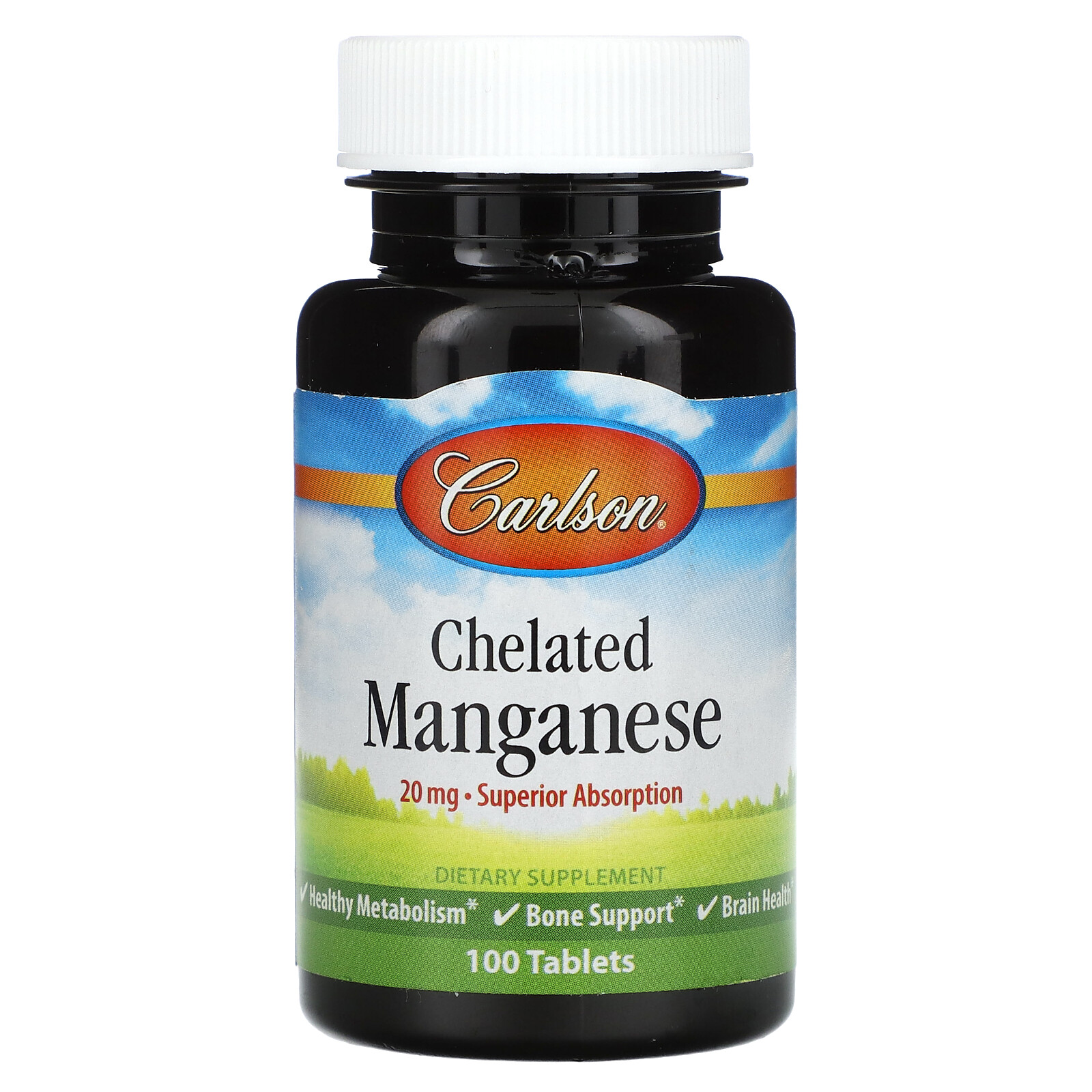 Chelated Manganese , 20 mg , 100 Tablets