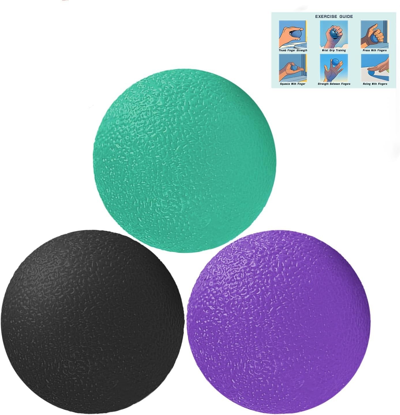 3 Pack Stress Balls for Adults, Squeeze Balls for Hand Therapy, Hand