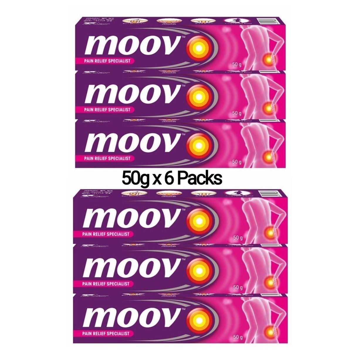 Moov Cream with Nilgiri Oil 50g (Pack of 6), Ayurvedic, Free Shipping