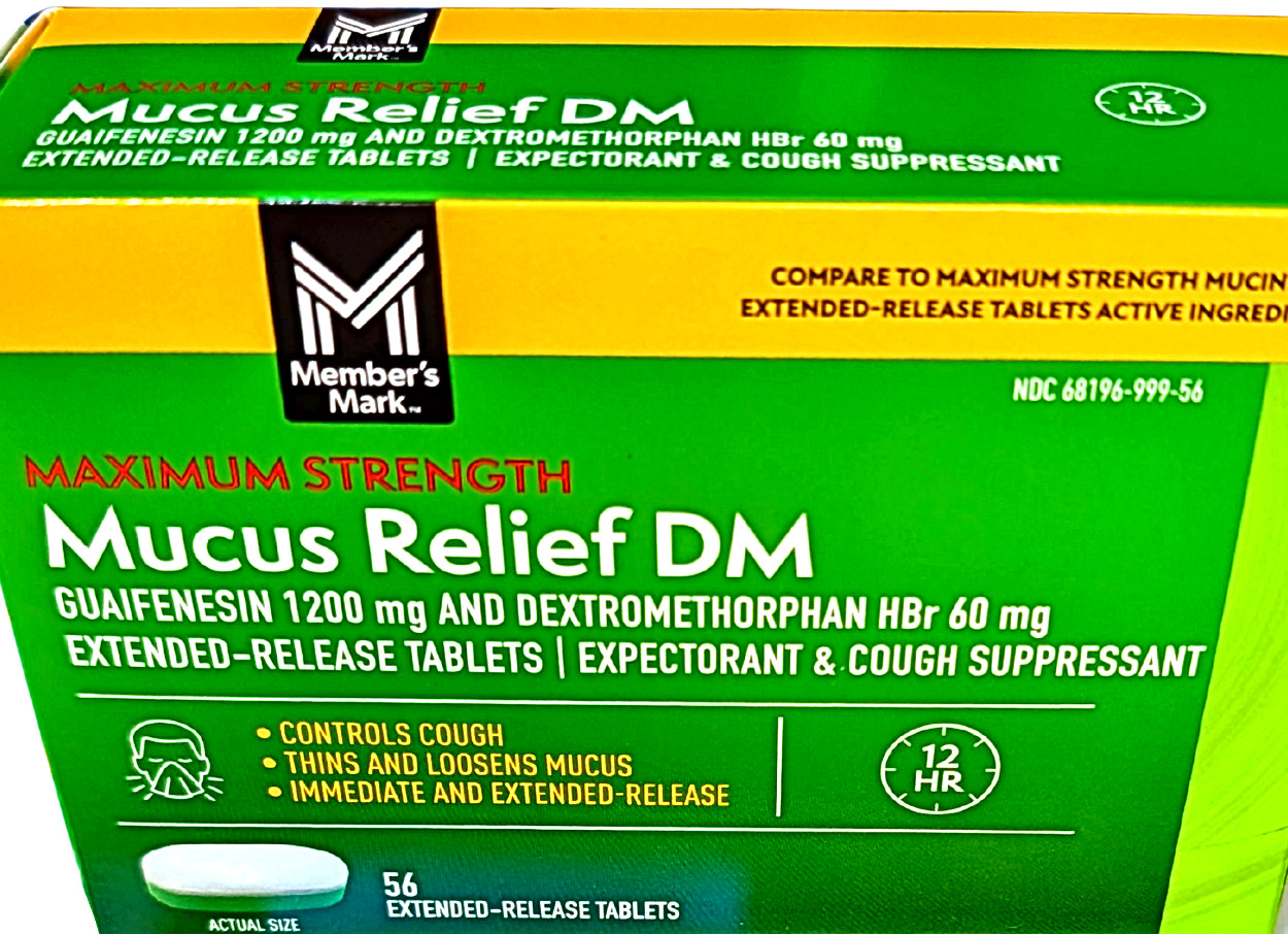 Member’s Mark Mucus Relief DM Max Strength Guaifenesin 1200mg 56 Ct EXP12/26