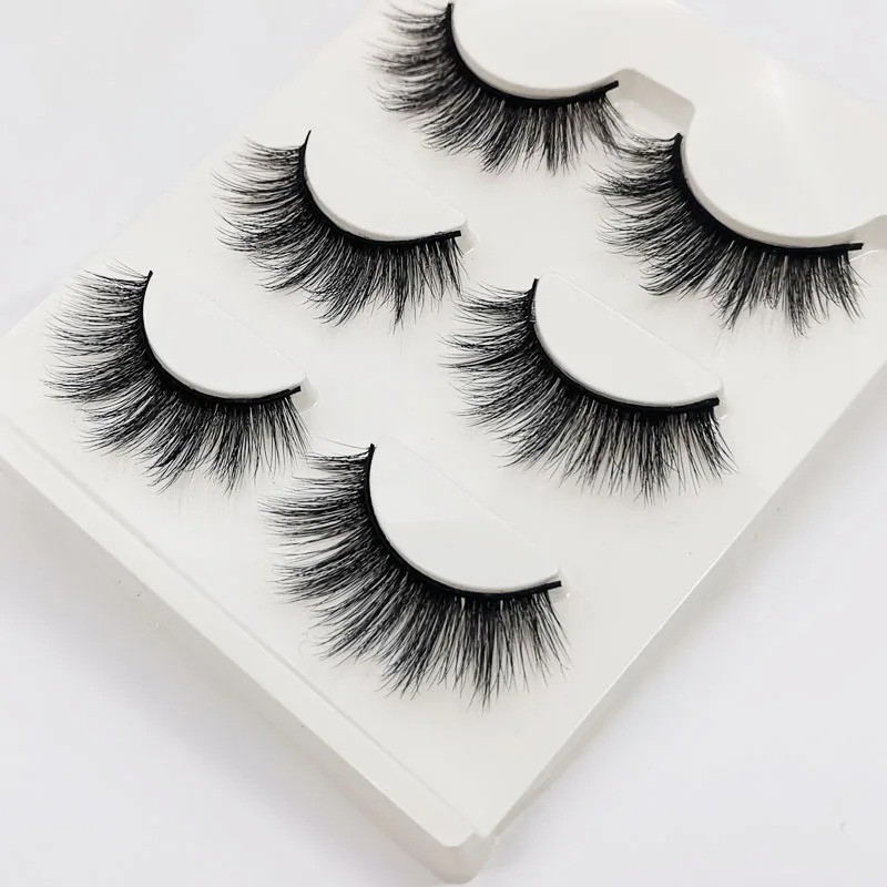 3/5 Pairs 100% Real 3D Mink Makeup Cross False Eyelashes Eye Lashes Handmade