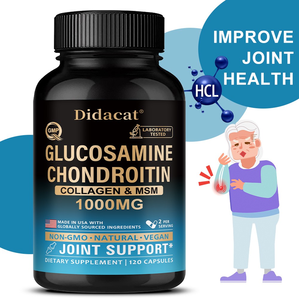 1000mg Glucosamine Chondroitin Supplement Collagen Support Joint Health 120 Caps