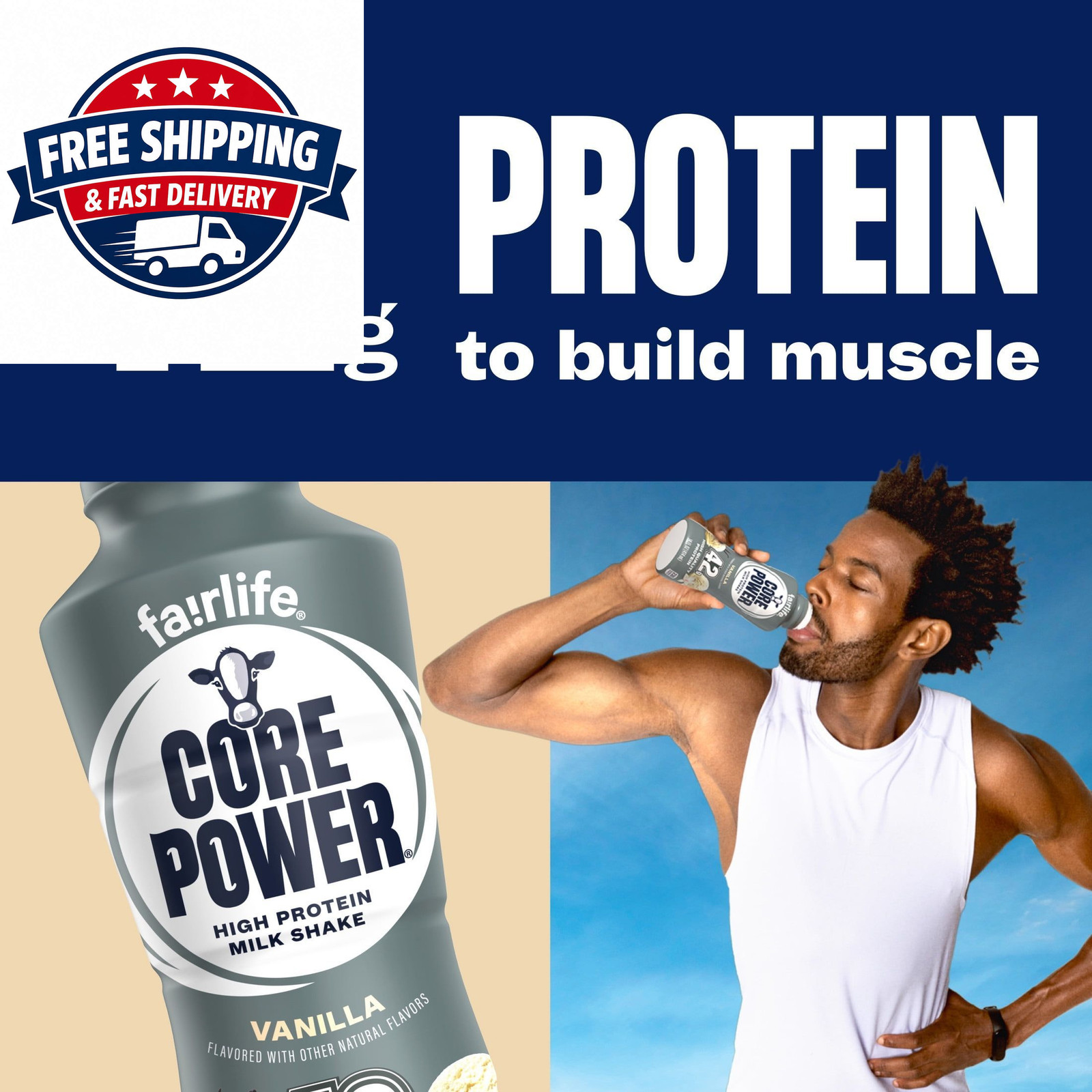 Core Power Elite High Protein Shake, Vanilla, 42g Bottle, 14oz, 12 Pack