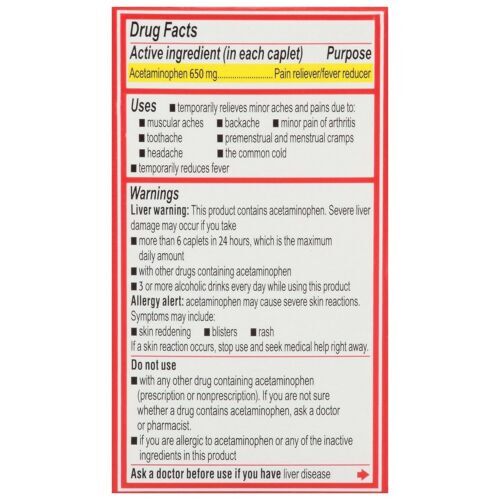 Tylenol 8 Hours Relief Acetaminophen Extended Release Tablets 650 mg 24 Count