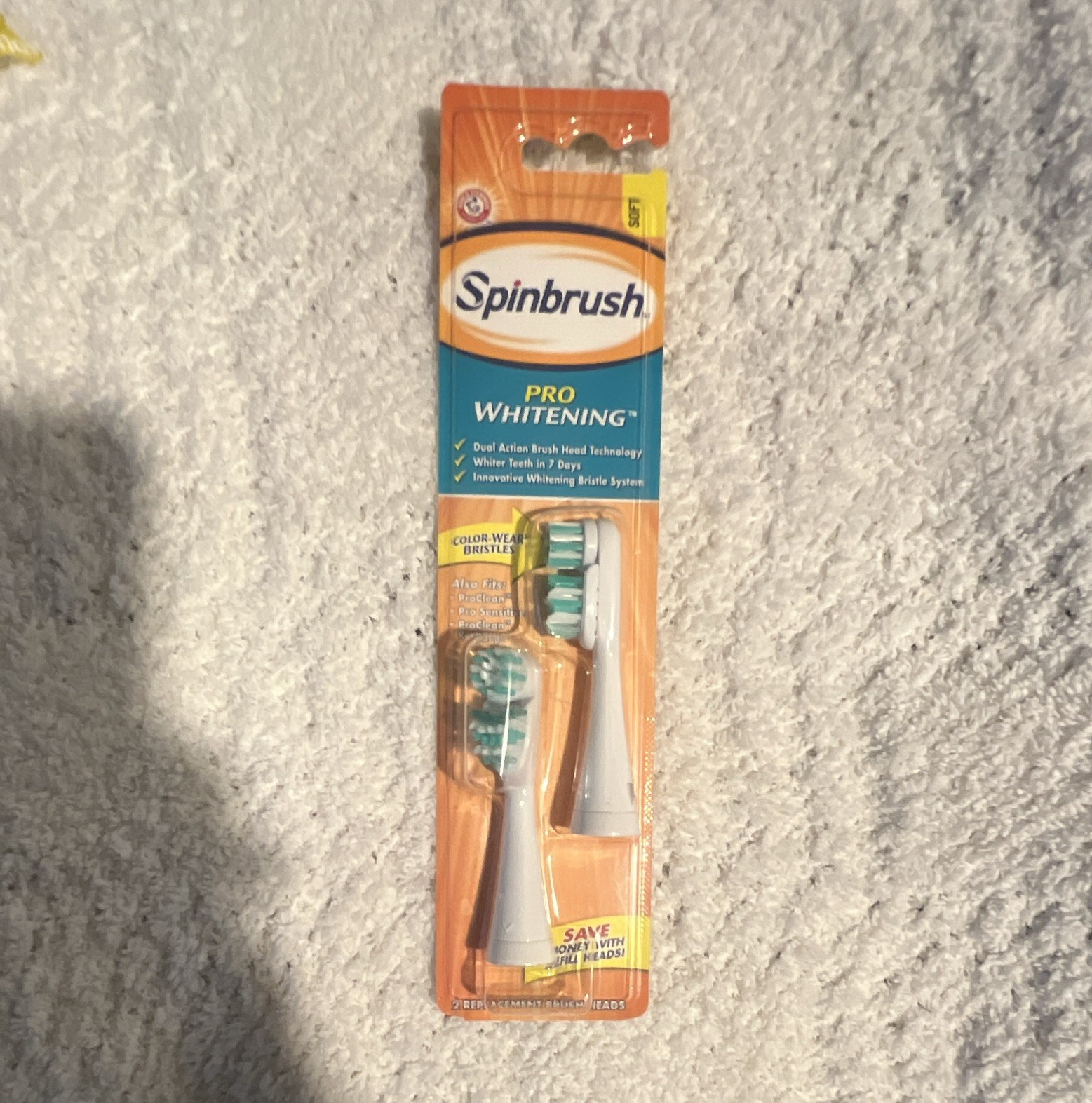 Spinbrush Pro Whitening Battery Rotating Electric Toothbrush, White/Teal