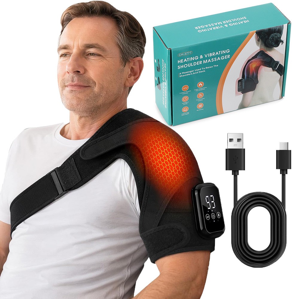 Cordless Shoulder Massager Pain Relief with 3 Vibration Modes, 3 Heating Levels