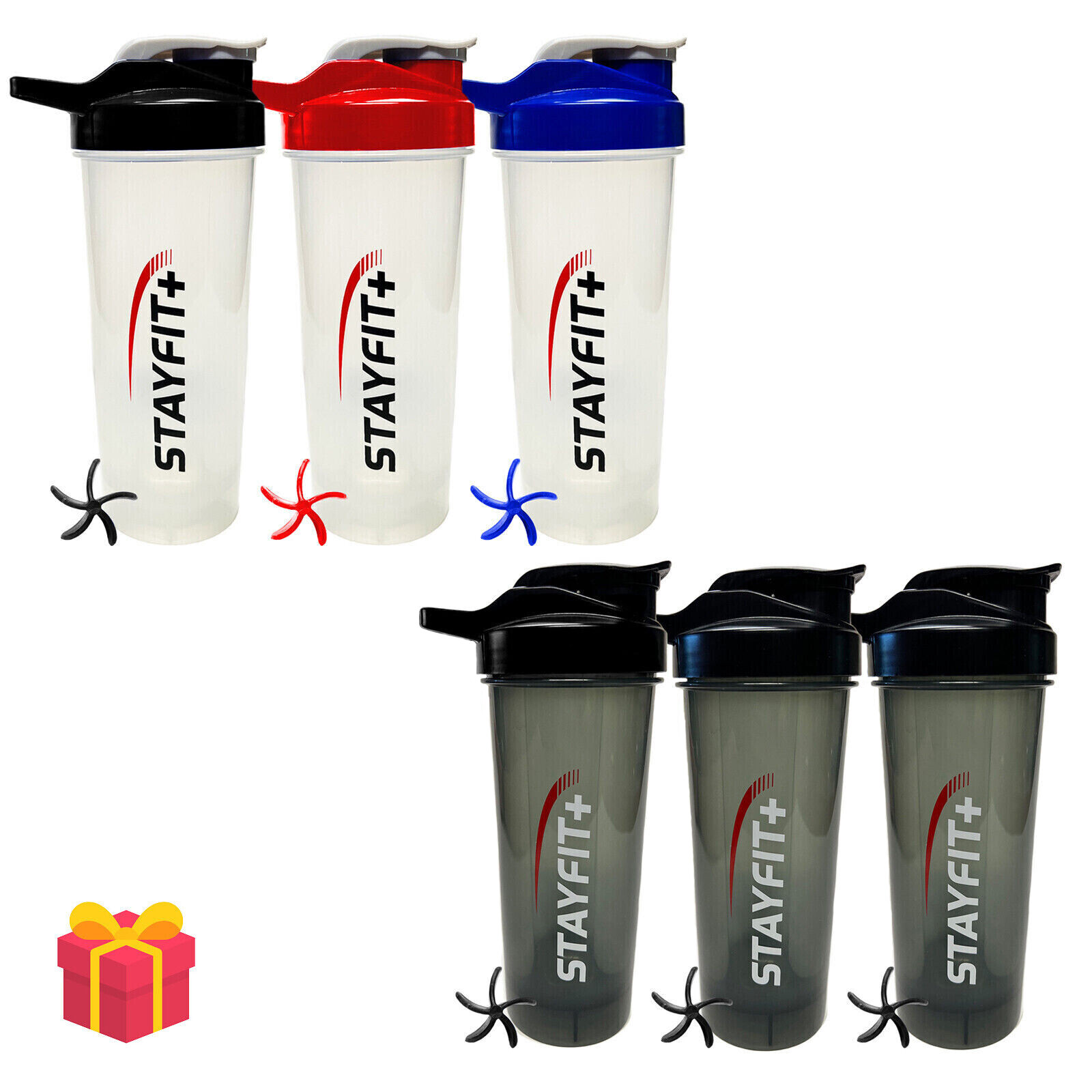 3 Pack Protein Shaker Mixer Bottle Gym Sport Blender Cup 24 Oz