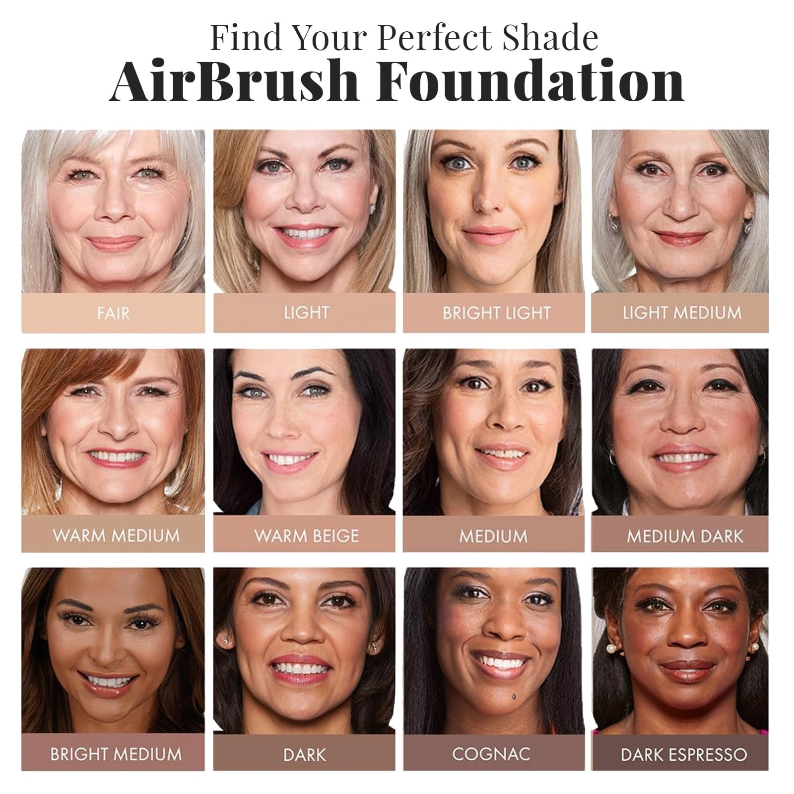 Airbrush Foundation 2pc Set – Light Medium, Kabuki Brush & Mist Spray, Buildable