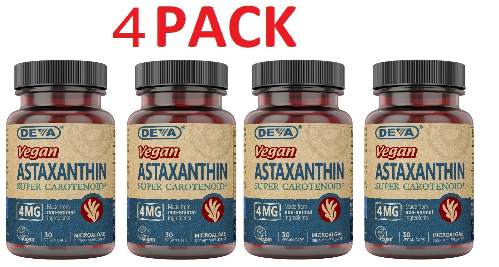 [4 PACK] Deva Vegan Astaxanthin 4 mg [4 PACK] Mfg in USA