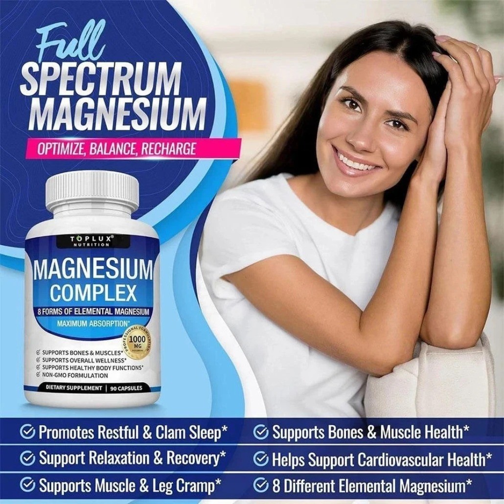 3bottles Toplux Nutrition Magnesium Complex 1000mg Supports 8 Elemental EXP2028