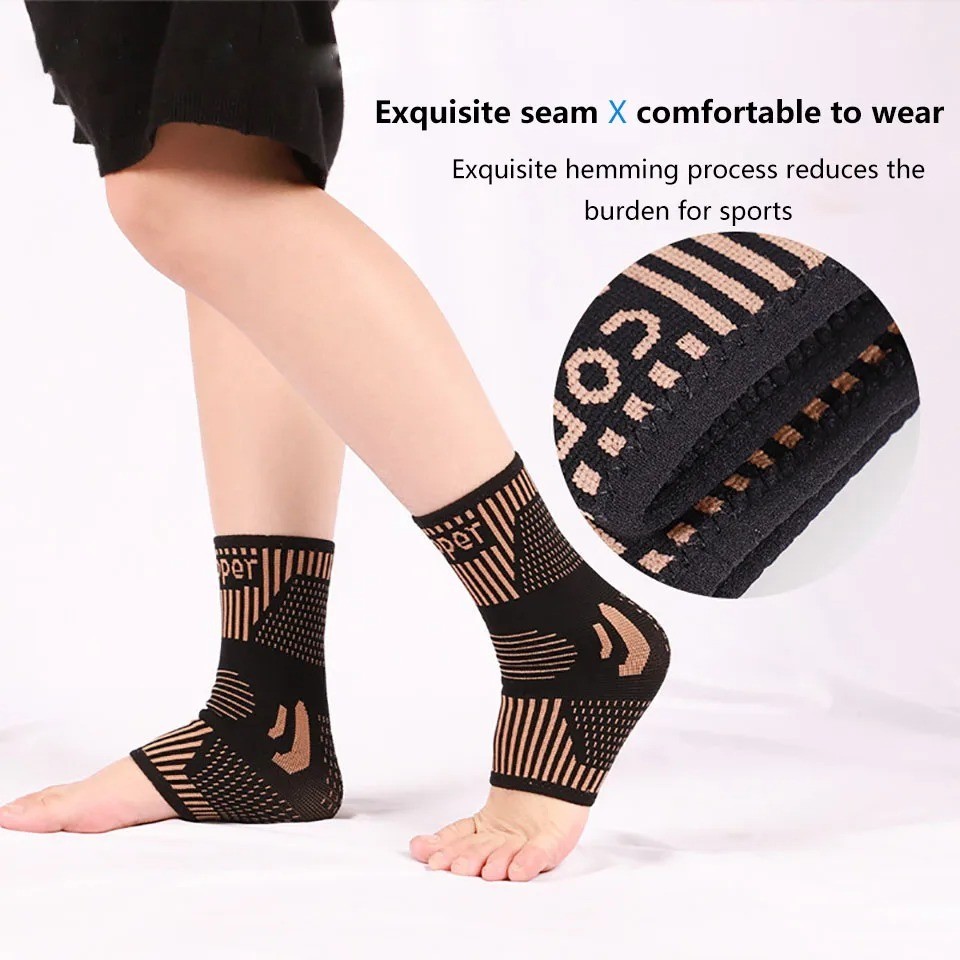 Copper Ankle Support Brace Sleeve Socks Elastic Foot Pain Relief