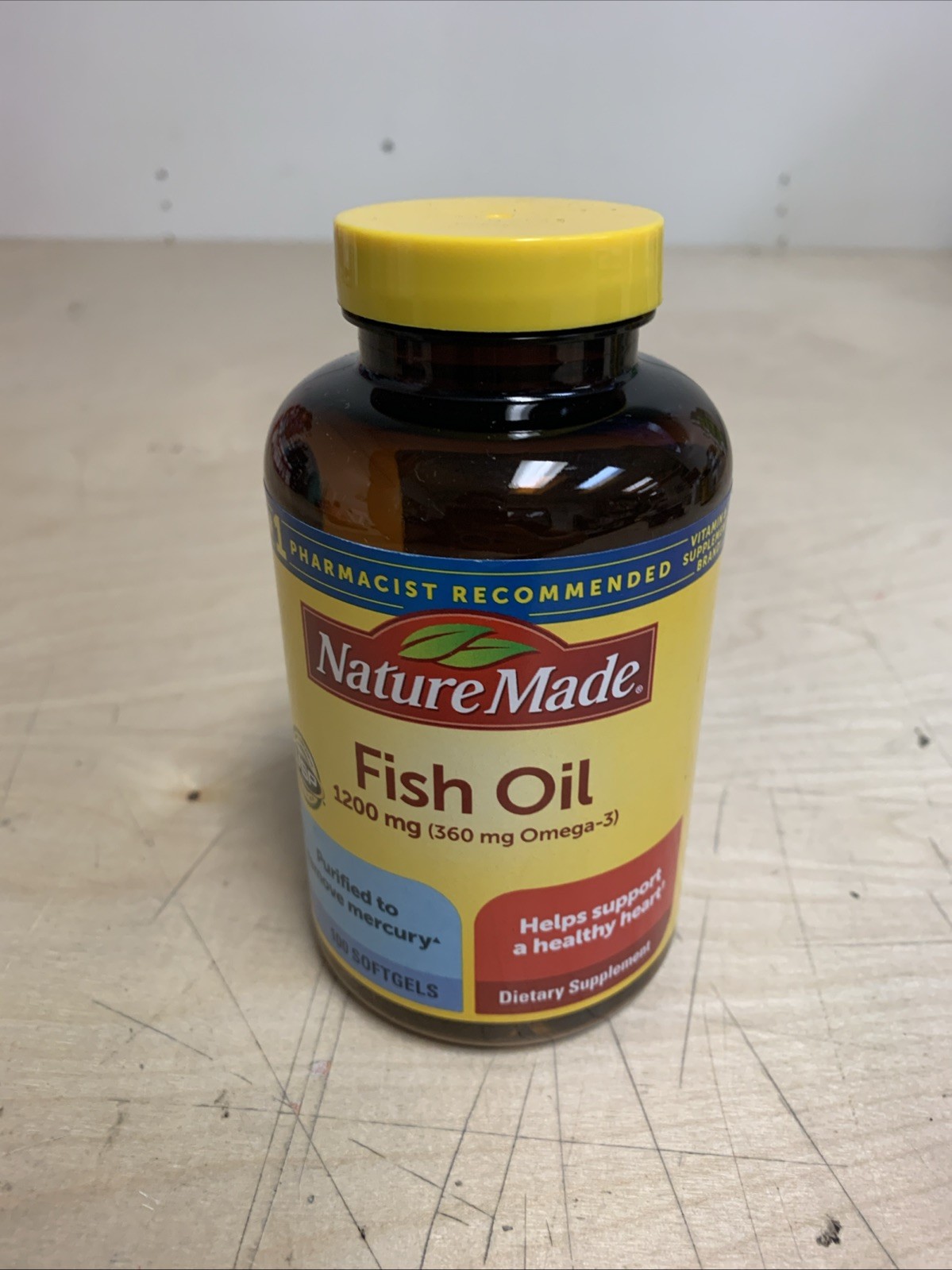 《NEW》1Pk Nature Made Fish Oil 1200 mg (360 mg Omega-3)100 Softgels Exp: Sep 2028