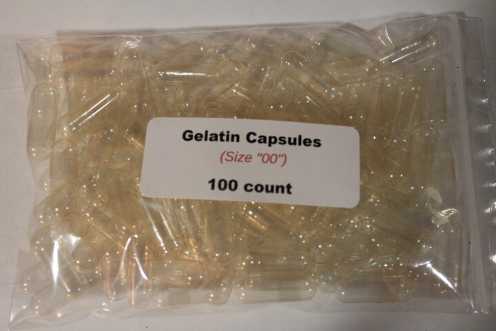 100 Kosher Gelatin Empty Capsules – Size 00