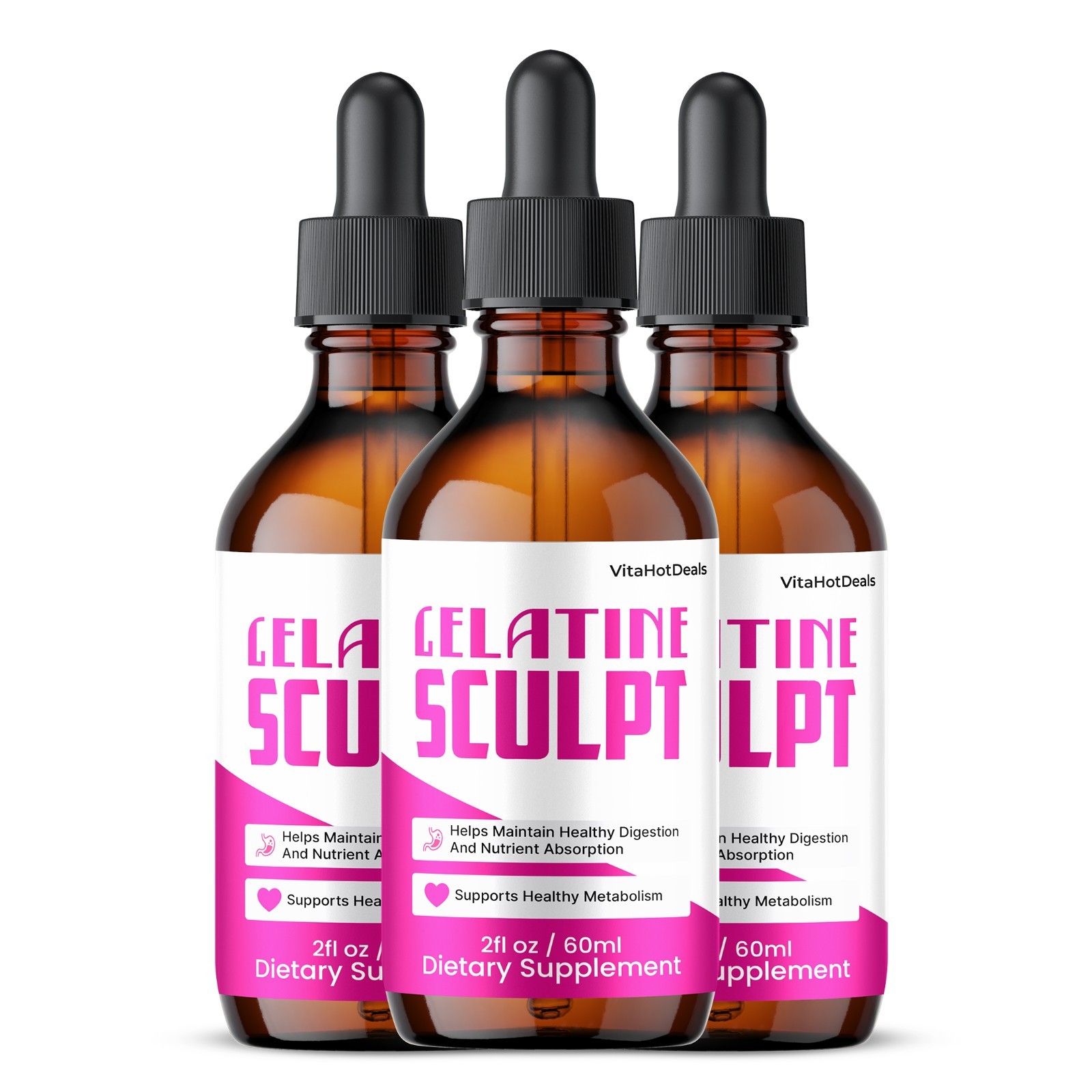 Gelatine Sculpt Drops, Max Strength Formula, GelatineSculpt Supplement (3 pack)