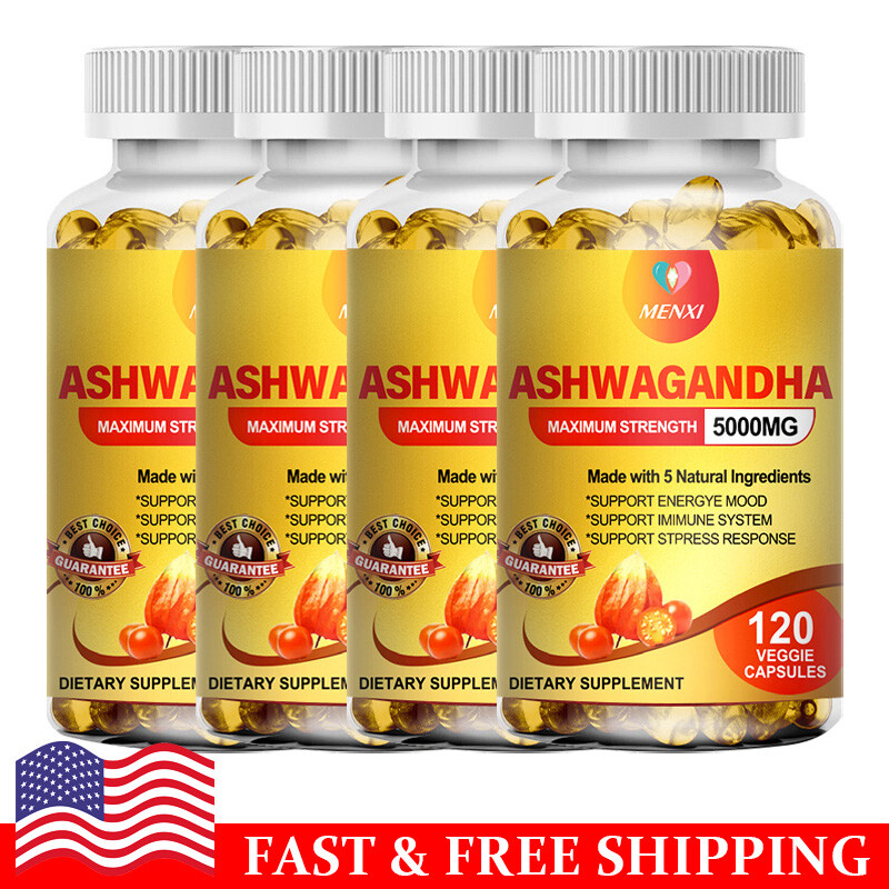 Organic Ashwagandha Capsules – 120/240/480 Pills – Anxiety,Stress,Immune Support