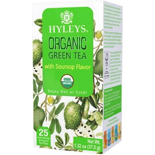 2 PACK HYLEYS ORGANIC GREEN TEA WITH SOURSOUP FLAVOR (50BAGS)