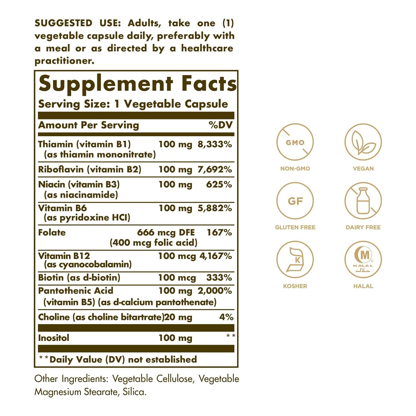 Solgar B-Complex “100” 100 Vegetable Capsules