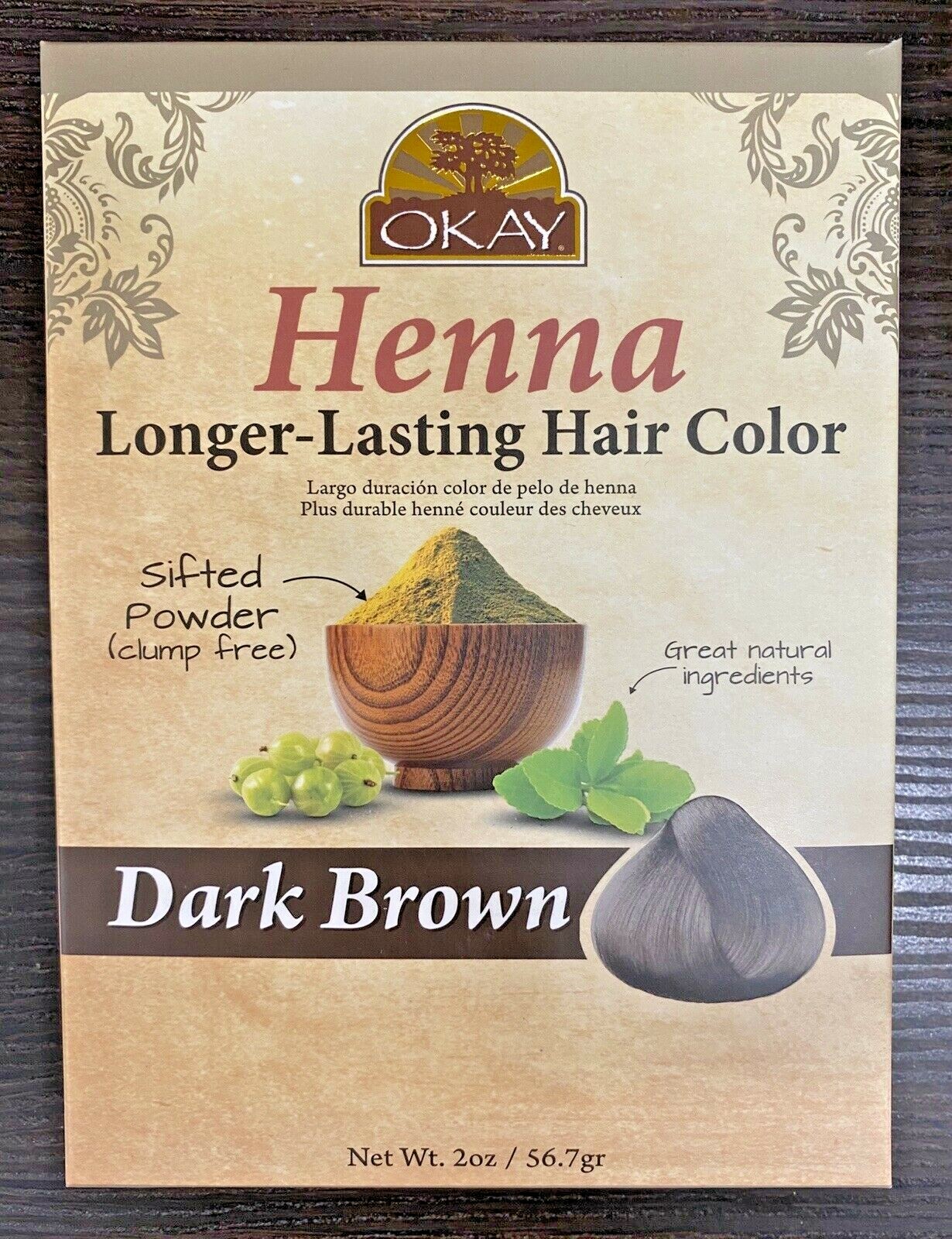 OKAY Henna Dark Brown Longer -Lasting Hair Color 2oz / 56.7g FREE SHIPPING