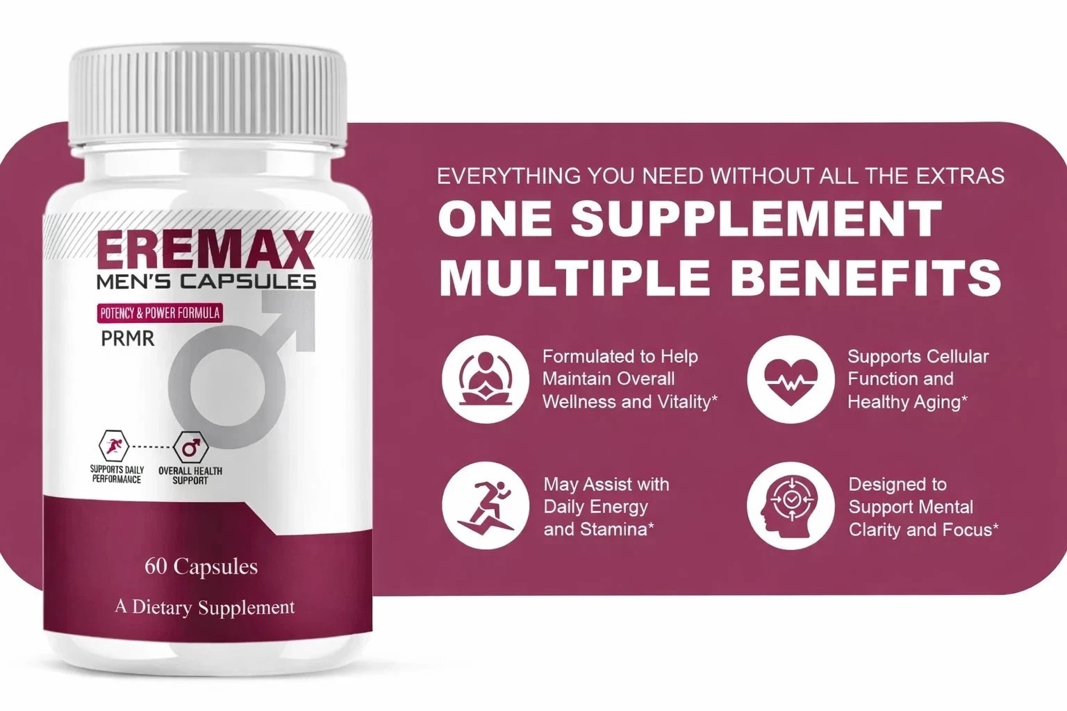 (5 pack) Eremax Capsules, Eremax Premium Performance Supplement – (300 Capsules)