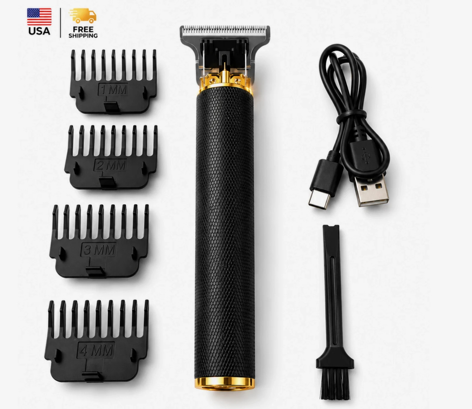 Vintage T9 Barbeador Black Gold Beard Hair Trimmer Cutter Machine for Men
