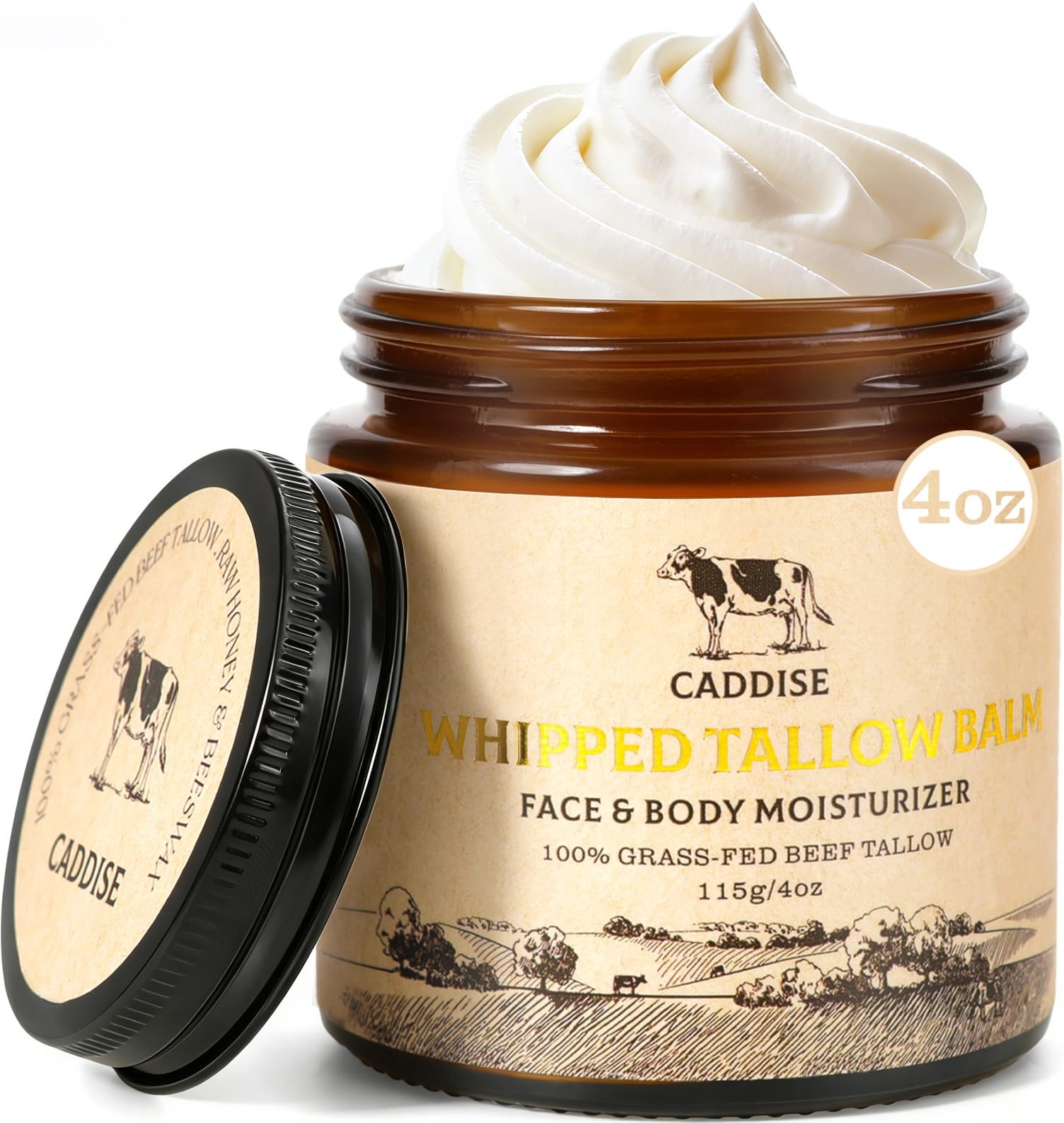 CADDISE Whipped Beef Tallow for Skin – 100% Grass-Fed 4 Fl Oz (Pack of 1)