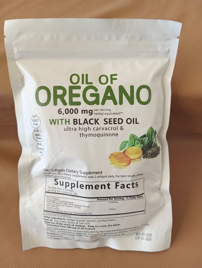 Oil of Oregano 6000mg Black Seed Oil Softgel Vegan Herbal Supplement