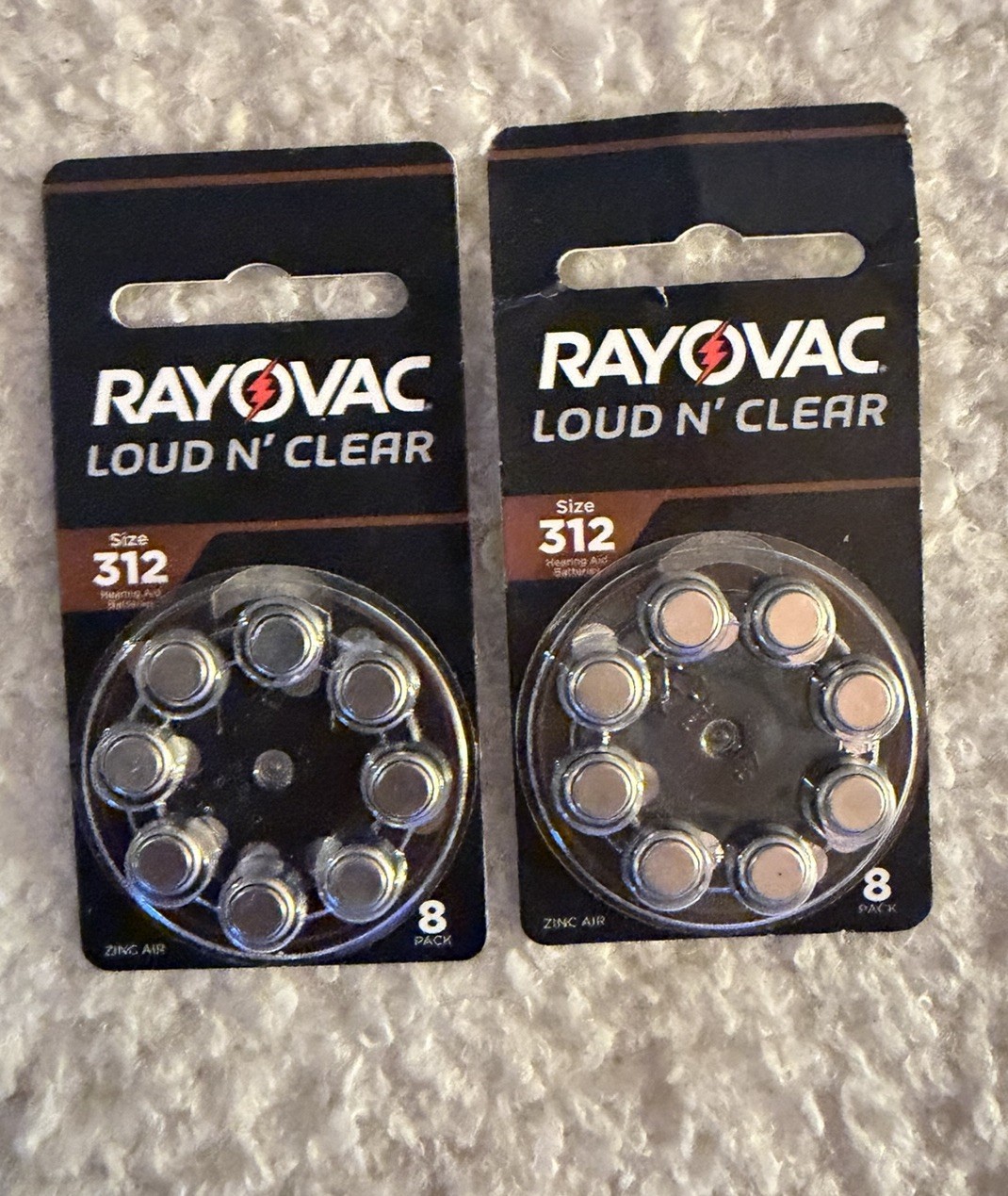 Rayovac Loud and Clear 312 Size 8 Hearing Aid Batteries Battery 16 Total 2 Pack