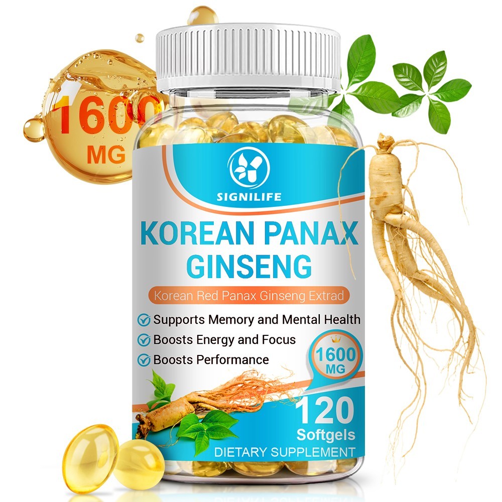Korean Red Panax Ginseng 120 Capsules – 1600mg Extra Strength NON-GMO No Fillers