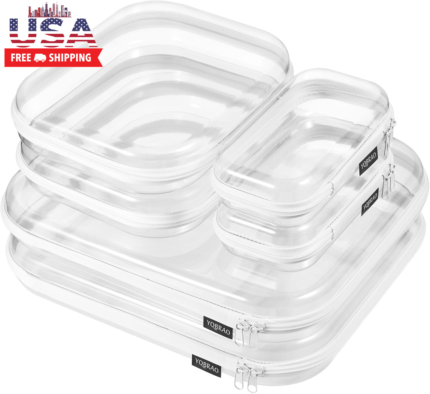 6 Pack Clear Hard Shell Zipper Case, 1.2Mm Heavy Duty Crush-Proof Diaper Bag Org
