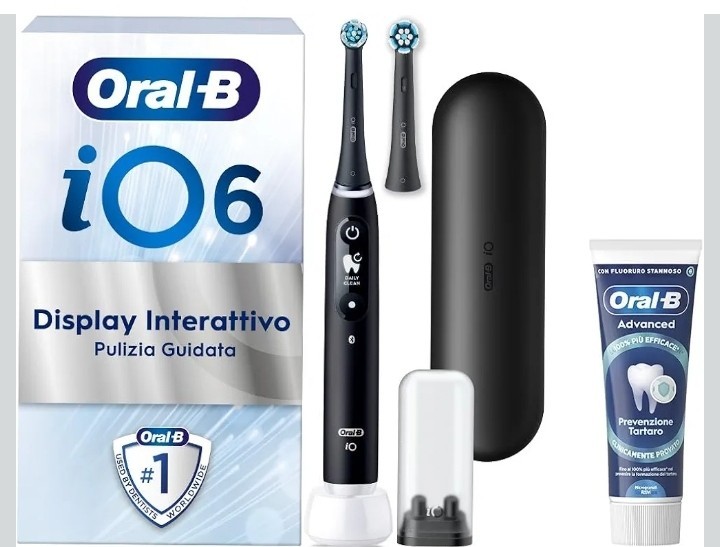 Oral-B iO 6N Rechargeable Electric Toothbrush Black, 1 Electric Toothbrush, 2T