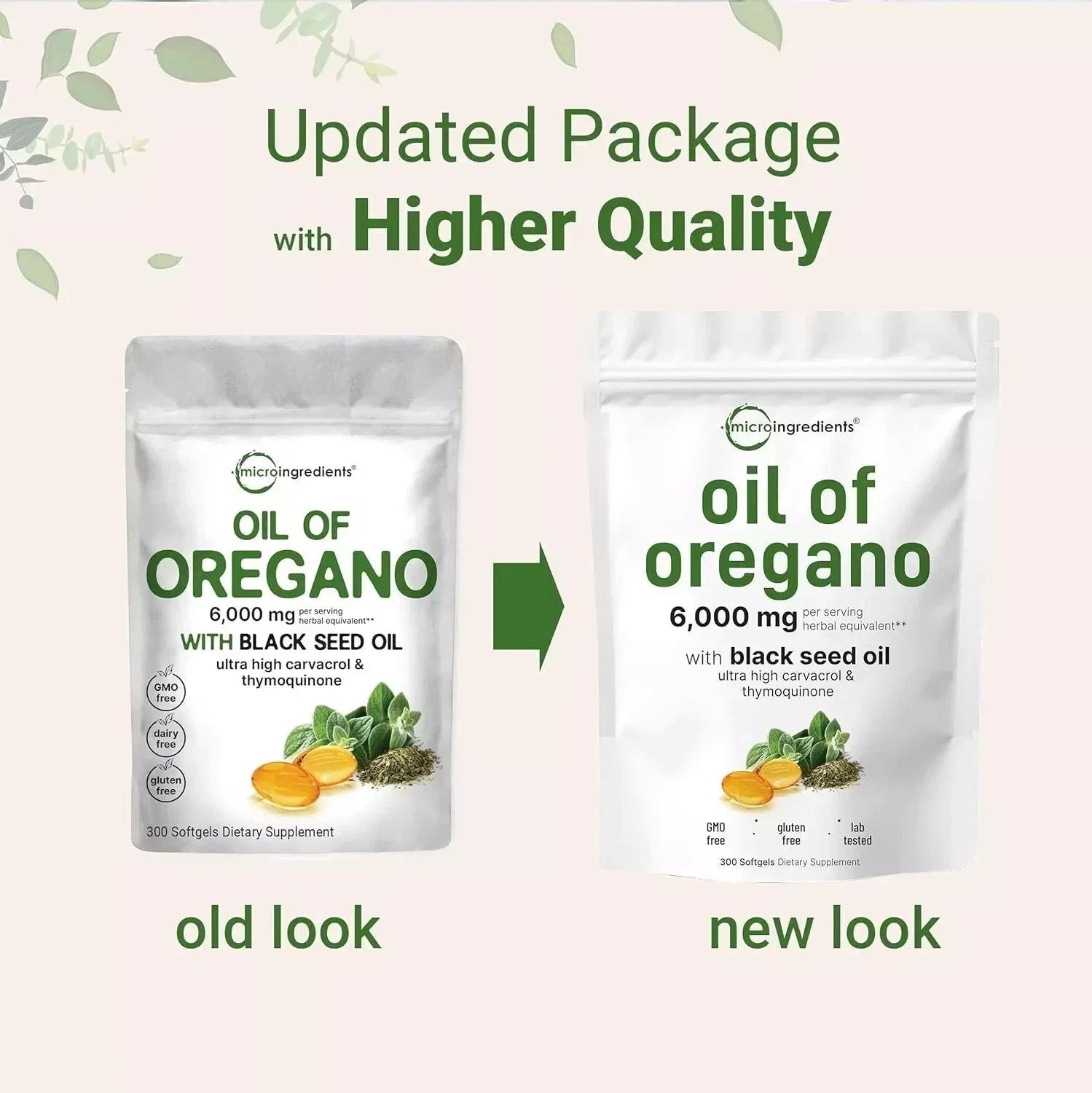 3 Pack Oil of Oregano with Black Seed Oil, 300 Softgels NEW Microingredients.-