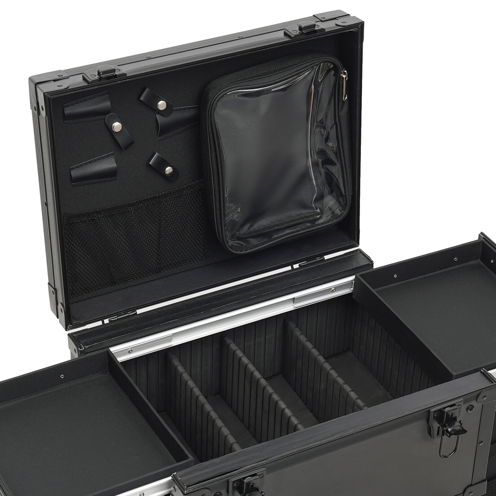 Rolling Makeup Train Case Cosmetic Trolley Travel Makeup Storage Organizer Black