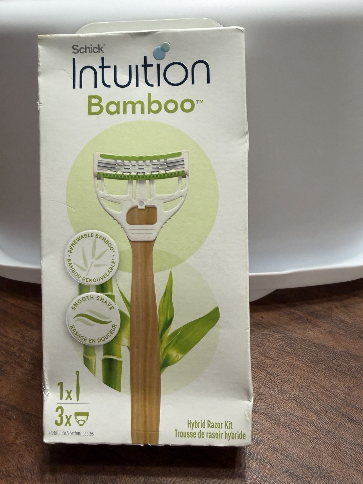 Schick Women’s Intuition Bamboo Hybrid Razor Kit 1 Razor + 3 Cartridges *NEW*