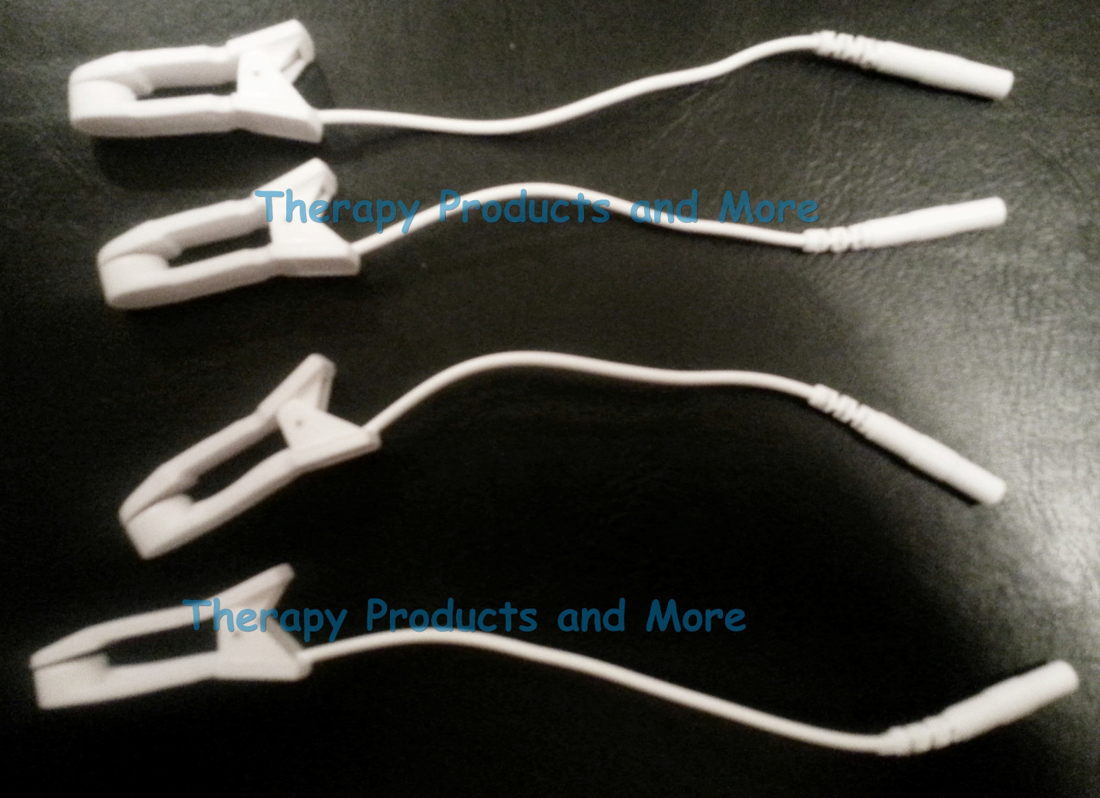 4 EAR CLIP CLAMP ELECTRODES to 2mm FEMALE for ESTIM ELECTROTHERAPY UNIT EMS TENS