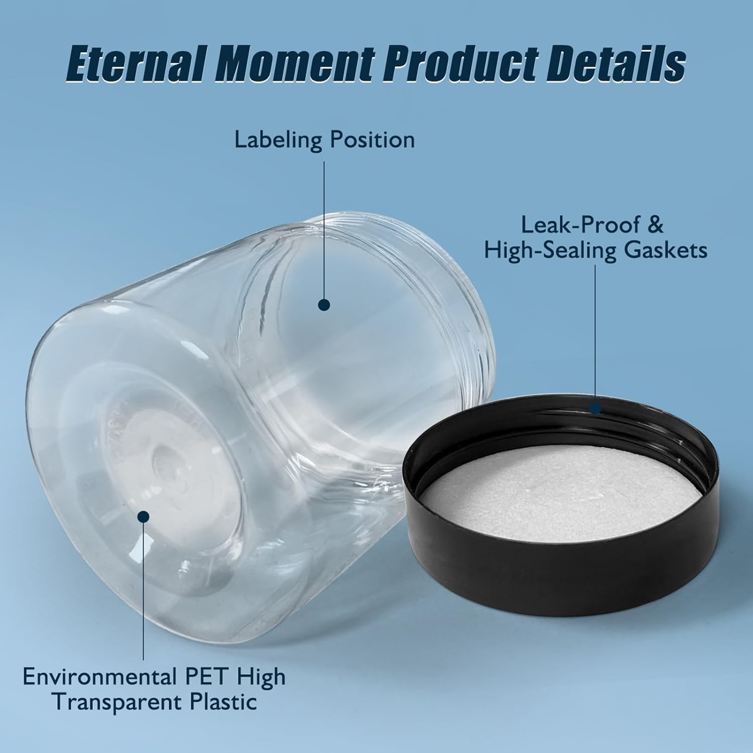 4oz Clear Plastic Jars with Lids 50 Pack