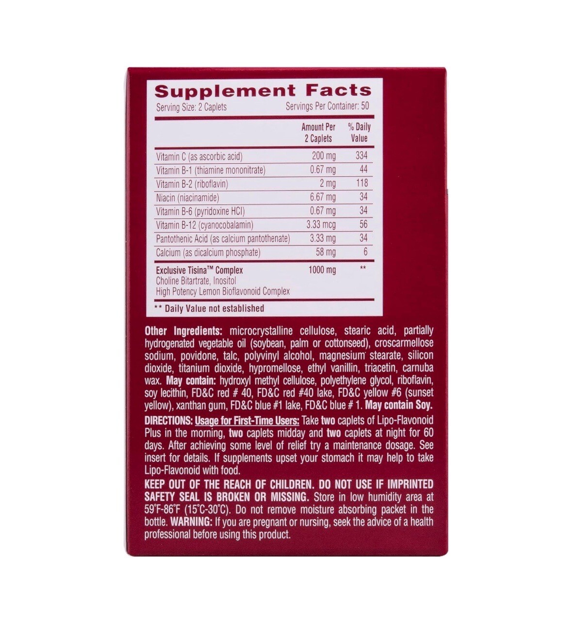 Lipo Flavonoid Plus Ear Ringing Dietary Supplement Caplets 1,000 mg 100 Count